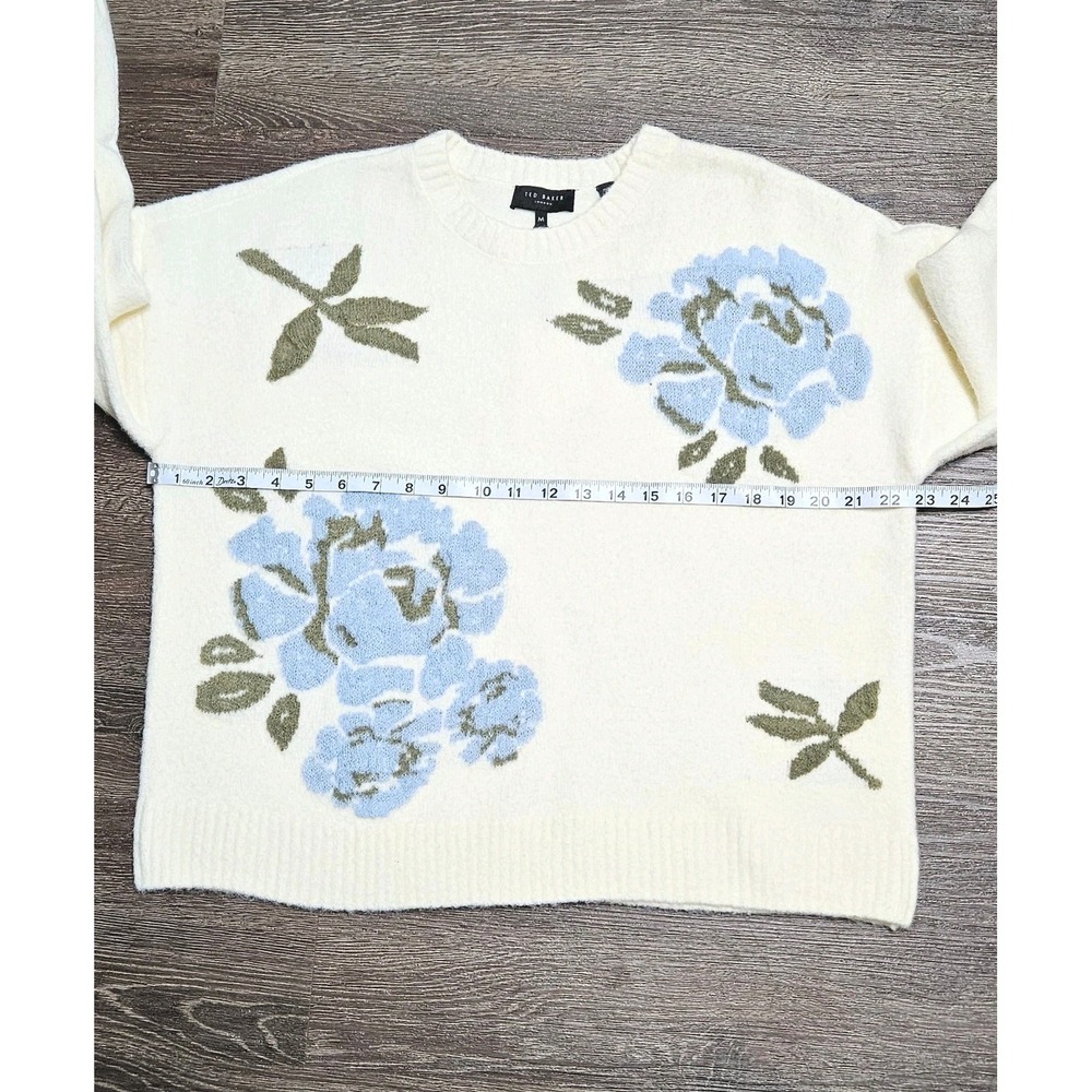 Ted Baker London Floral Jacquard Sweater Women's Medium In Soft Marshmallow - Picture 4 of 8